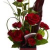 contemporary floral arrangement, roses, red roses