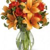 roses, lilies, orange, summer bouquet